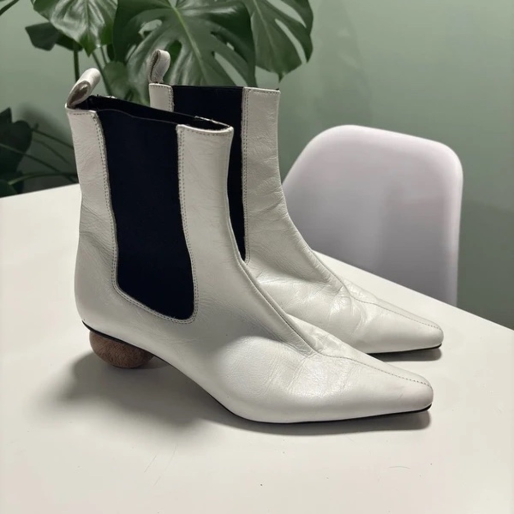 ASOS White and Black Heeled Boots